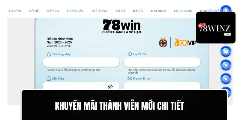 Tổng hợp khuyến mãi thành viên mới 78WIN